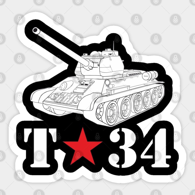 Soviet T-34 tank Sticker by FAawRay